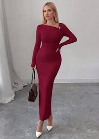 PRETTYGARDEN Womens Fall Long Sleeve Ribbed Sweater Dress | Breathable Knit Fabric, Elegant Bodycon Cut, Fashion Asymmetrical Neck, Night Out Party Dresses, 2026 Trendy Winter Clothes  Price, product page