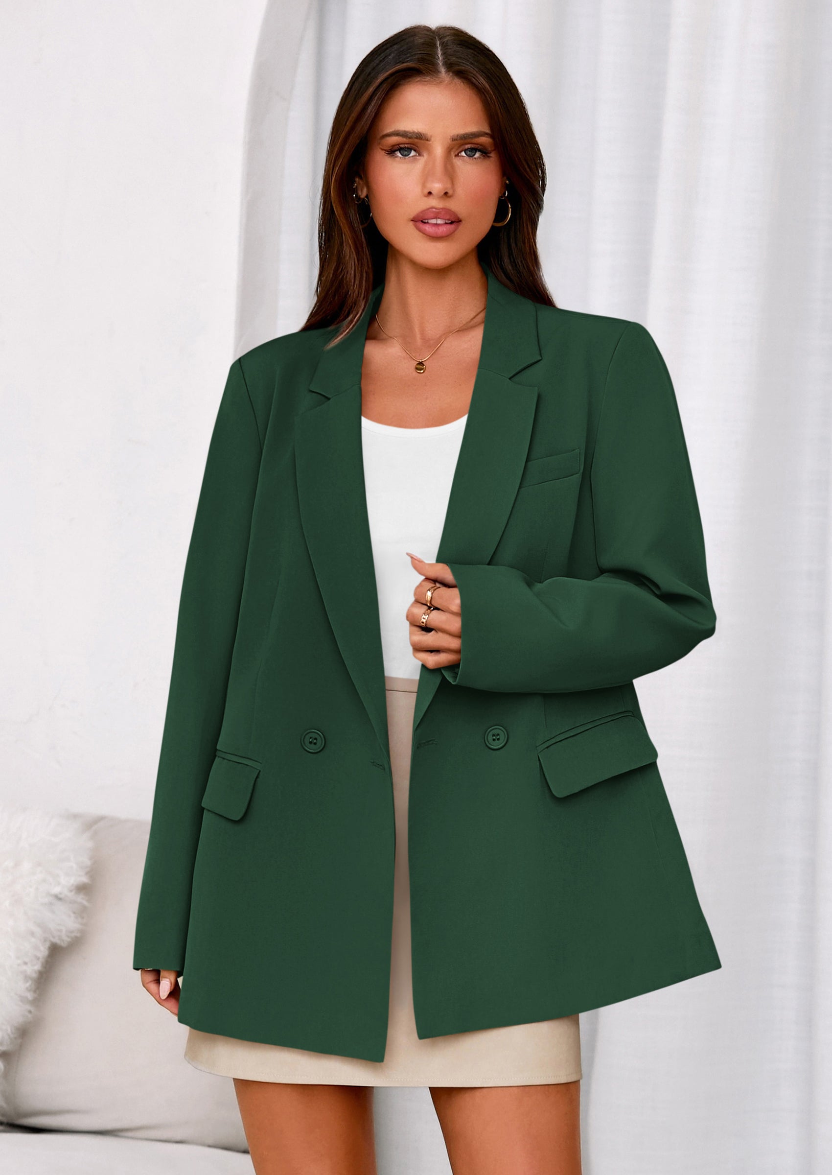 PRETTYGARDEN Fall Blazers for Women Business Casual Long Sleeve Lapel Pockets Dressy Suit Jackets Work Office Clothes