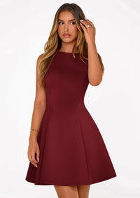 PRETTYGARDEN Summer Dresses for Women Elegant Sleeveless Boat Neck A Line Spring Formal Cocktail Party Mini Dress PRETTYGARDEN