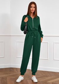 PRETTYGARDEN Long Sleeve Jumpsuits for Women Casual  Fall Fashion Zip Up Pant Rompers One Piece Sweatsuits Travel Outfits