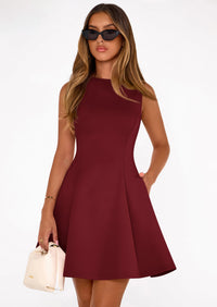 PRETTYGARDEN Summer Dresses for Women Elegant Sleeveless Boat Neck A Line Spring Formal Cocktail Party Mini Dress PRETTYGARDEN