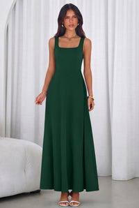 PRETTYGARDEN Womens Summer Dresses Sleeveless Elegant Square Neck Aline Swing Maxi Beach Wedding Guest Dress Pockets PRETTYGARDEN