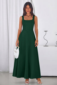 PRETTYGARDEN Womens Summer Dresses Sleeveless Elegant Square Neck Aline Swing Maxi Beach Wedding Guest Dress Pockets PRETTYGARDEN