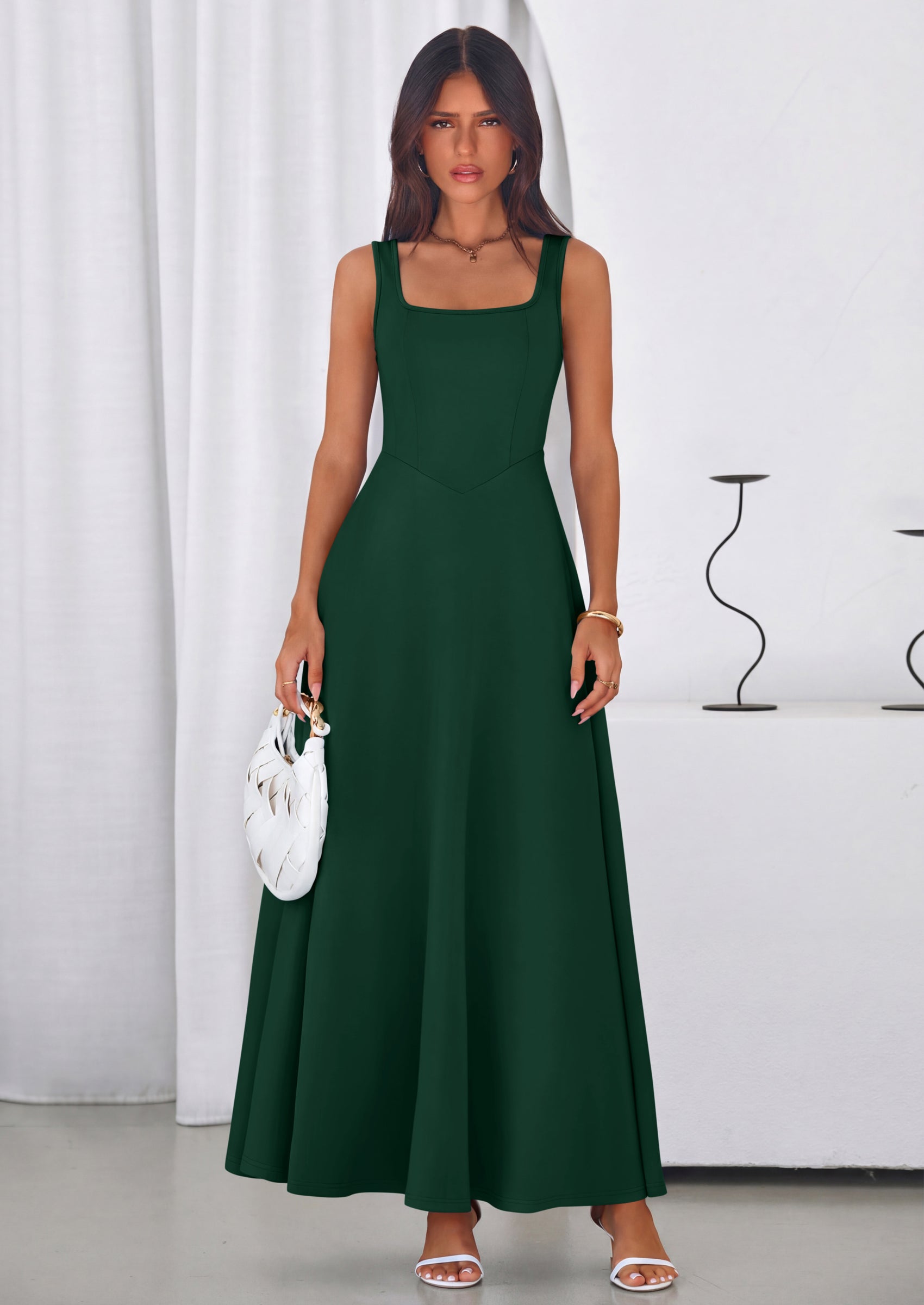 PRETTYGARDEN Womens Summer Dresses Sleeveless Elegant Square Neck Alin PRETTYGARDEN Womens Summer Dresses Sleeveless Elegant Square Neck Alin