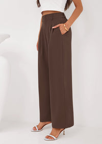 PRETTYGARDEN Womens Spring Wide Leg Palazzo Pants Trendy Loose Button High Waist Pleated Work Business Casual Trousers PRETTYGARDEN