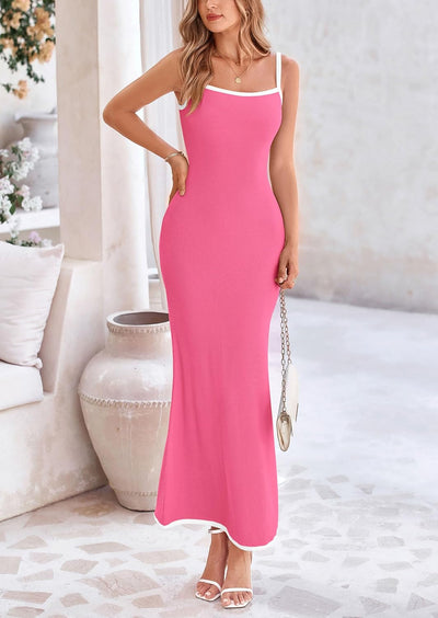 PRETTYGARDEN Spring Dresses for Women Summer Resort Wear Sexy Bodycon Sundress Spaghetti Strap Vacation Maxi Dress