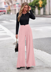 PRETTYGARDEN Wide Leg Pants Woman Spring Dressy High Waisted Business Casual Summer Flowy Work Palazzo Pants Trousers