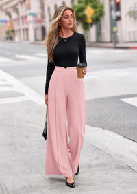 PRETTYGARDEN Wide Leg Pants Woman Spring Dressy High Waisted Business Casual Summer Flowy Work Palazzo Pants Trousers