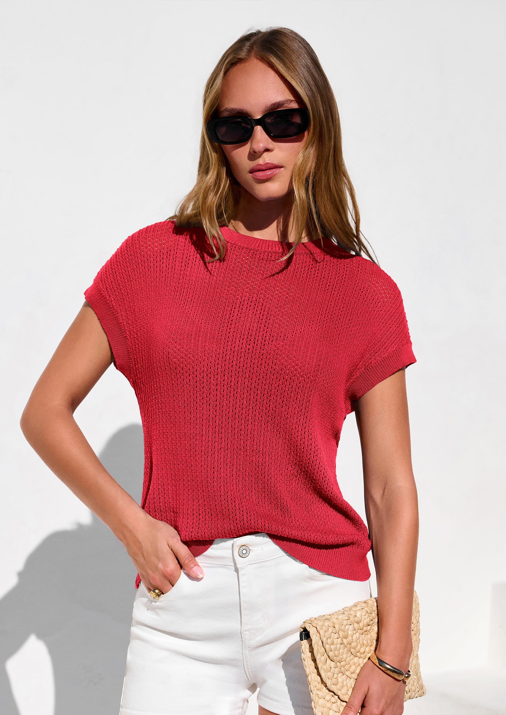 PRETTYGARDEN Women Spring Sweater Vest Business Casual Tank Top Lightweight Cap Sleeve Knit Shirts Trendy Summer Outfits PRETTYGARDEN