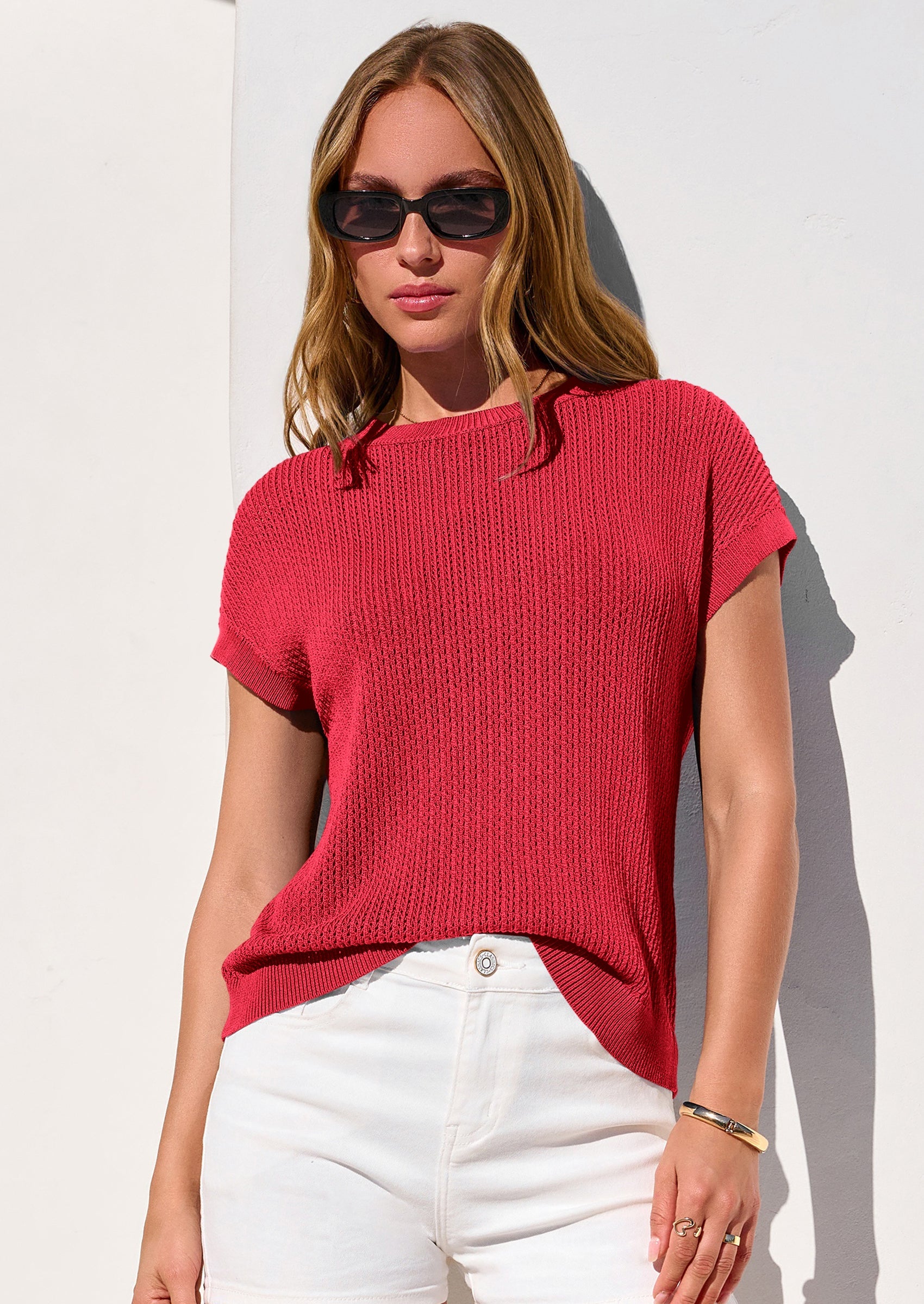 PRETTYGARDEN Women Spring Sweater Vest Business Casual Tank Top Lightweight Cap Sleeve Knit Shirts Trendy Summer Outfits PRETTYGARDEN