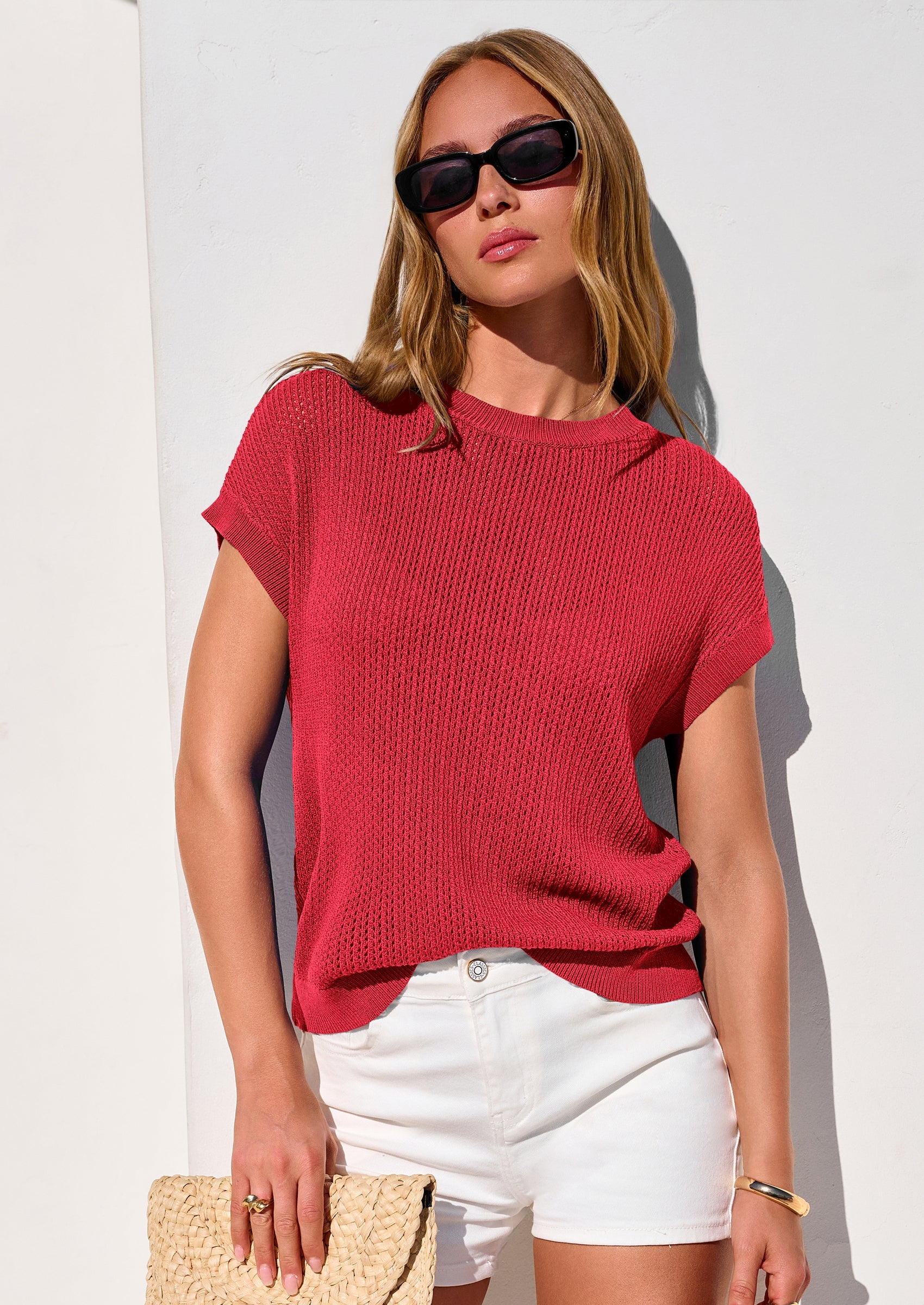 PRETTYGARDEN Women Spring Sweater Vest Business Casual Tank Top Lightweight Cap Sleeve Knit Shirts Trendy Summer Outfits PRETTYGARDEN