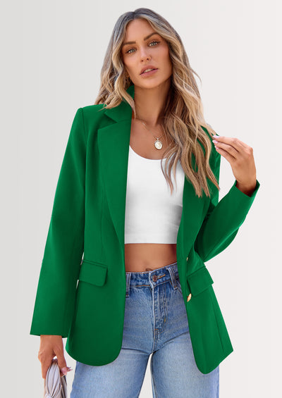 PRETTYGARDEN Women's Spring Fall Business Casual Blazers Long Sleeve Notch Lapel Trendy Work Office Blazer Jackets Outerwear