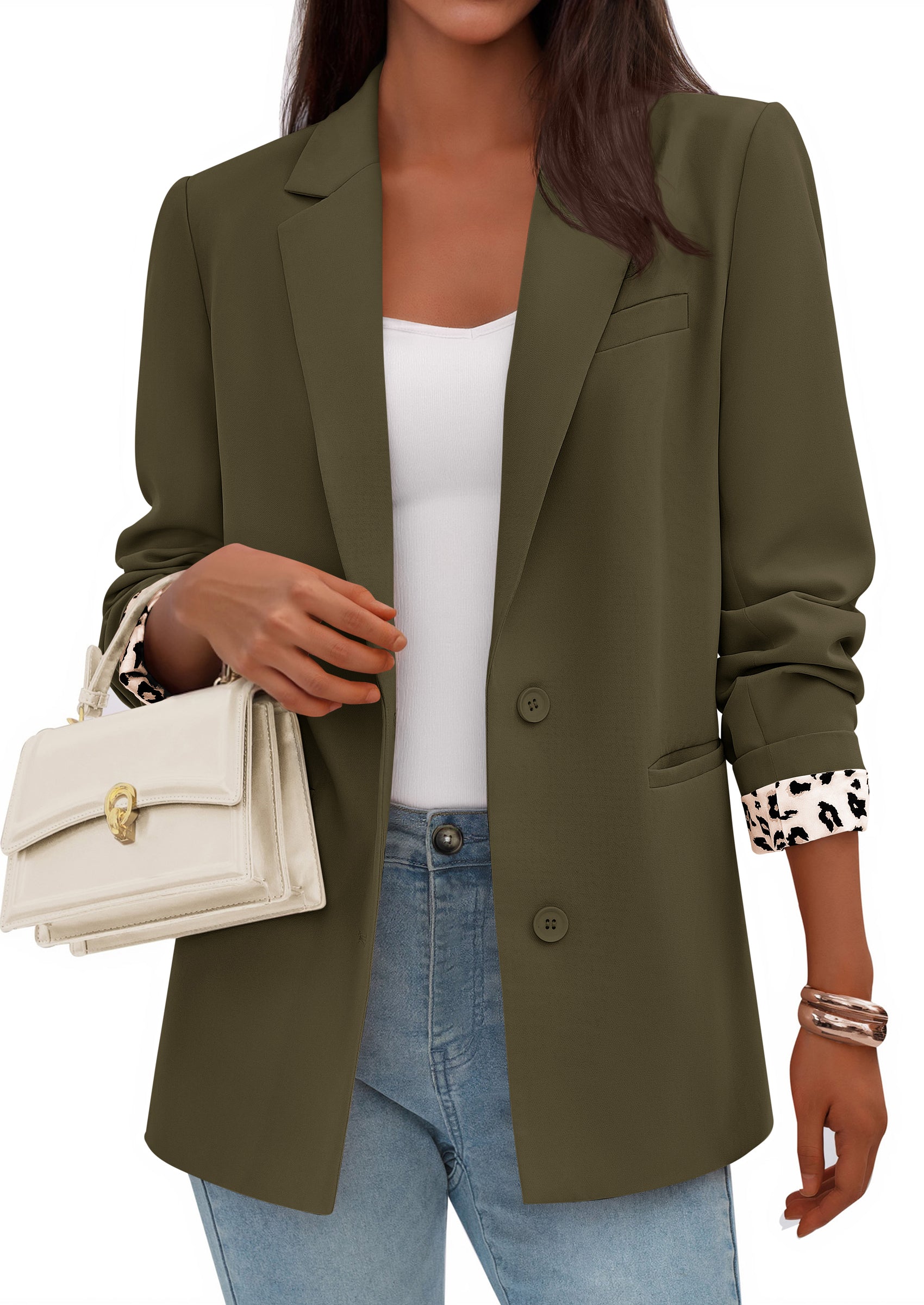 PRETTYGARDEN Blazers for Women Fall Work Office Suit Jackets Dressy Open Front Leopard Blazer Business Casual Outfits