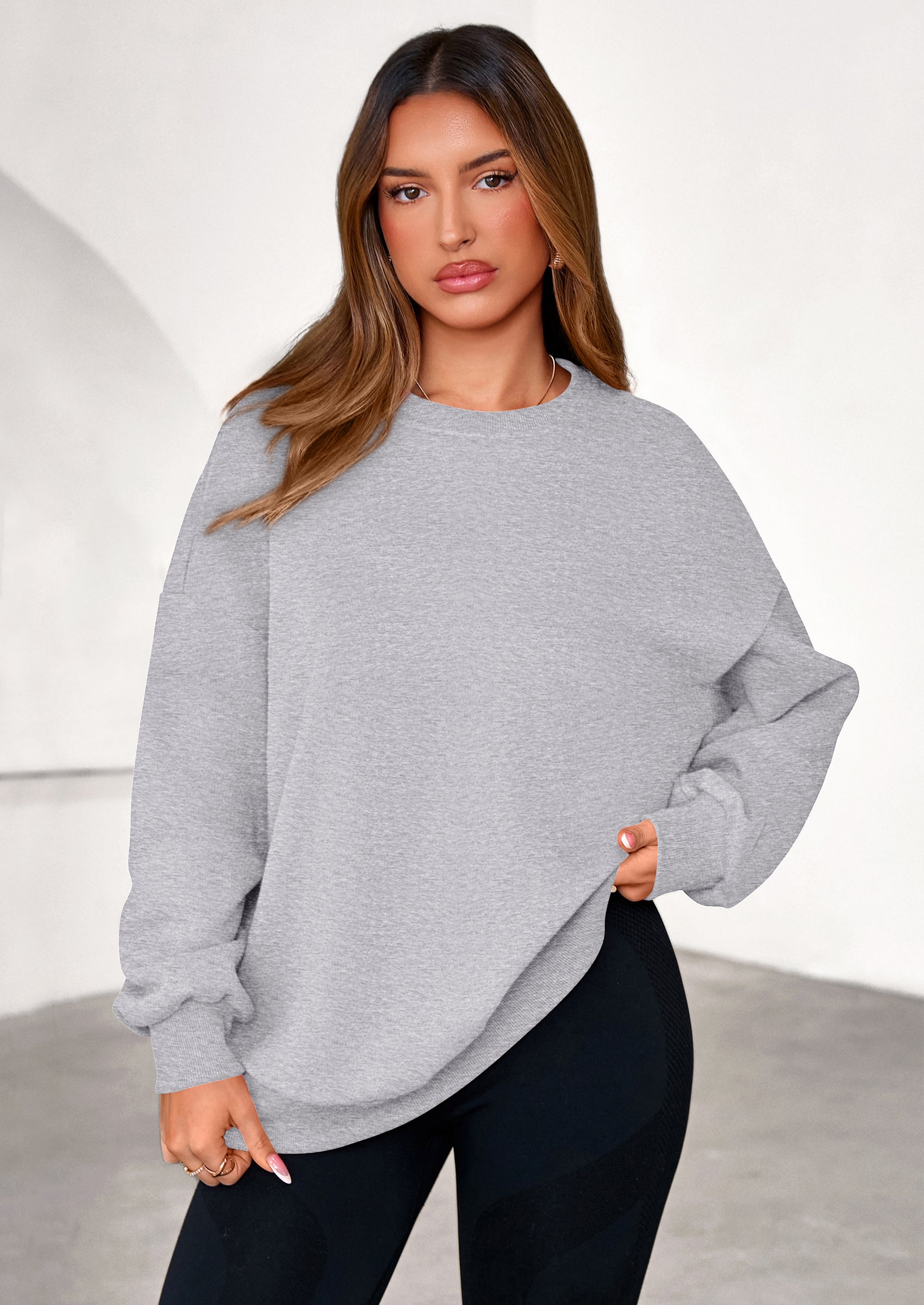 PRETTYGARDEN Sweatshirts for Women Oversized Crewneck Fleece Pullover Long Sleeve Tops Comfy Fall Winter Fashion Outfits