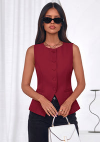 PRETTYGARDEN Womens Vests Top Trendy 2026 Spring Sleeveless Blazer Suit Summer Business Casual Work Button Down Waistcoat PRETTYGARDEN