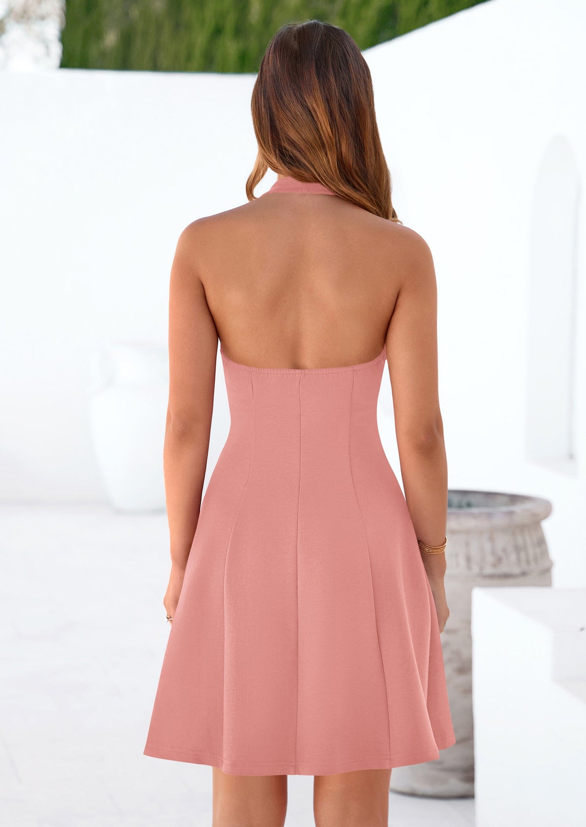 PRETTYGARDEN Cocktail Dresses for Women Short Summer Elegant Halter V Neck Sleeveless A Line Spring Mini Party Dress PRETTYGARDEN