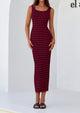 Womens Summer Tank Dress Casual Sleeveless Striped Ribbed Knit Long Dresses Beach Vacation Sundress