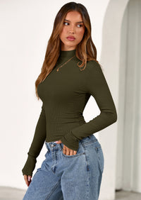 PRETTYGARDEN Women's Turtleneck Long Sleeve Shirts Fall Basic Tees Ribbed Fitted Tops Thermal Layering Knit Top Clothes