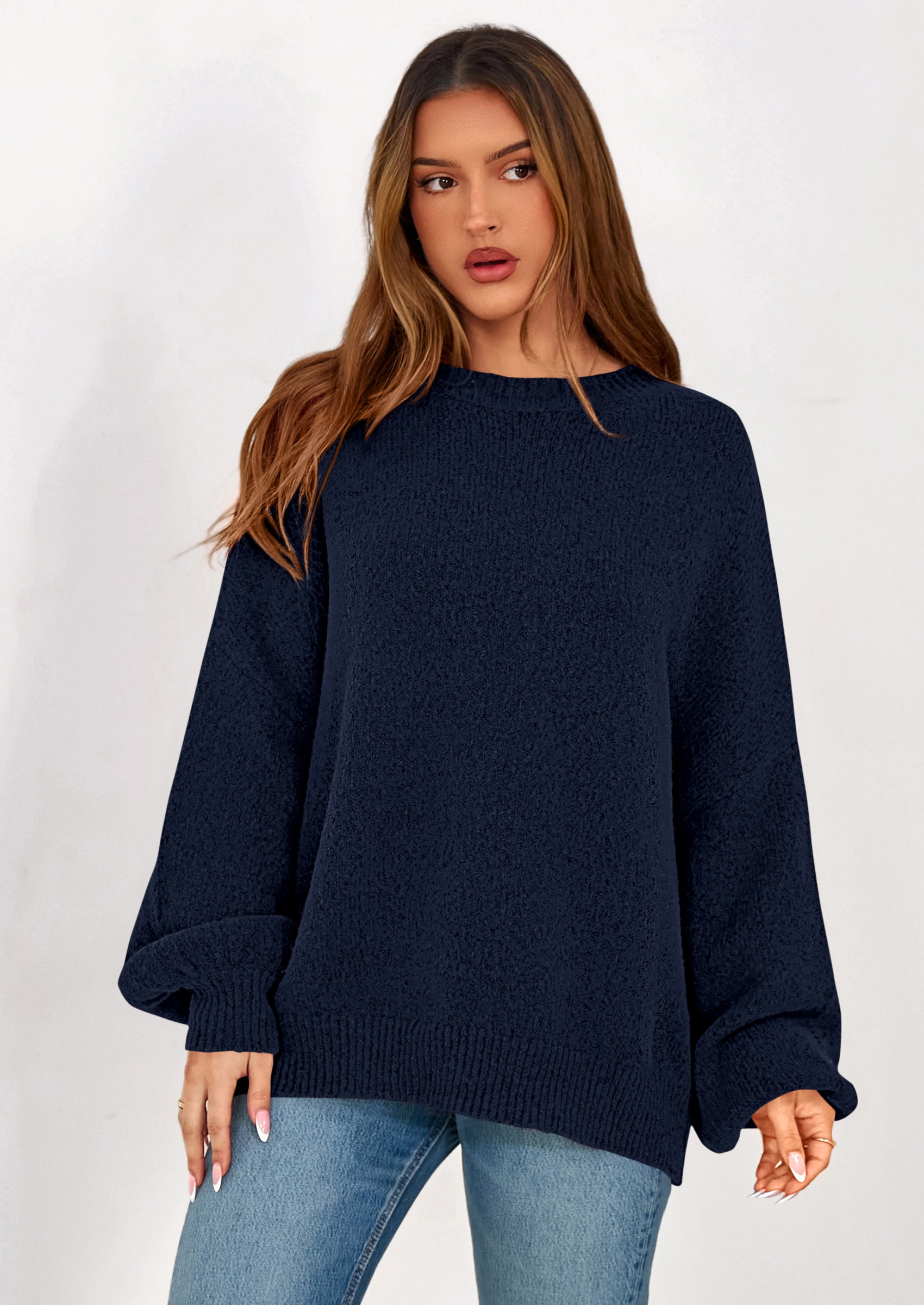 PRETTYGARDEN Sweaters for Women Fall Chunky Knit Long Sleeve Crew Neck Oversized Pullover Tops Winter Fashion Clothing
