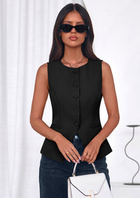 PRETTYGARDEN Womens Vests Top Trendy 2026 Spring Sleeveless Blazer Suit Summer Business Casual Work Button Down Waistcoat PRETTYGARDEN