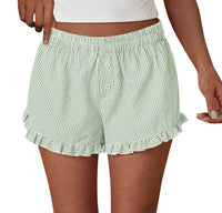 PRETTYGARDEN Womens Boxer Shorts Y2K Ruffle Pajama Summer Spring Lounge Sleep Striped Casual Beach Pj Bottoms Pockets PRETTYGARDEN