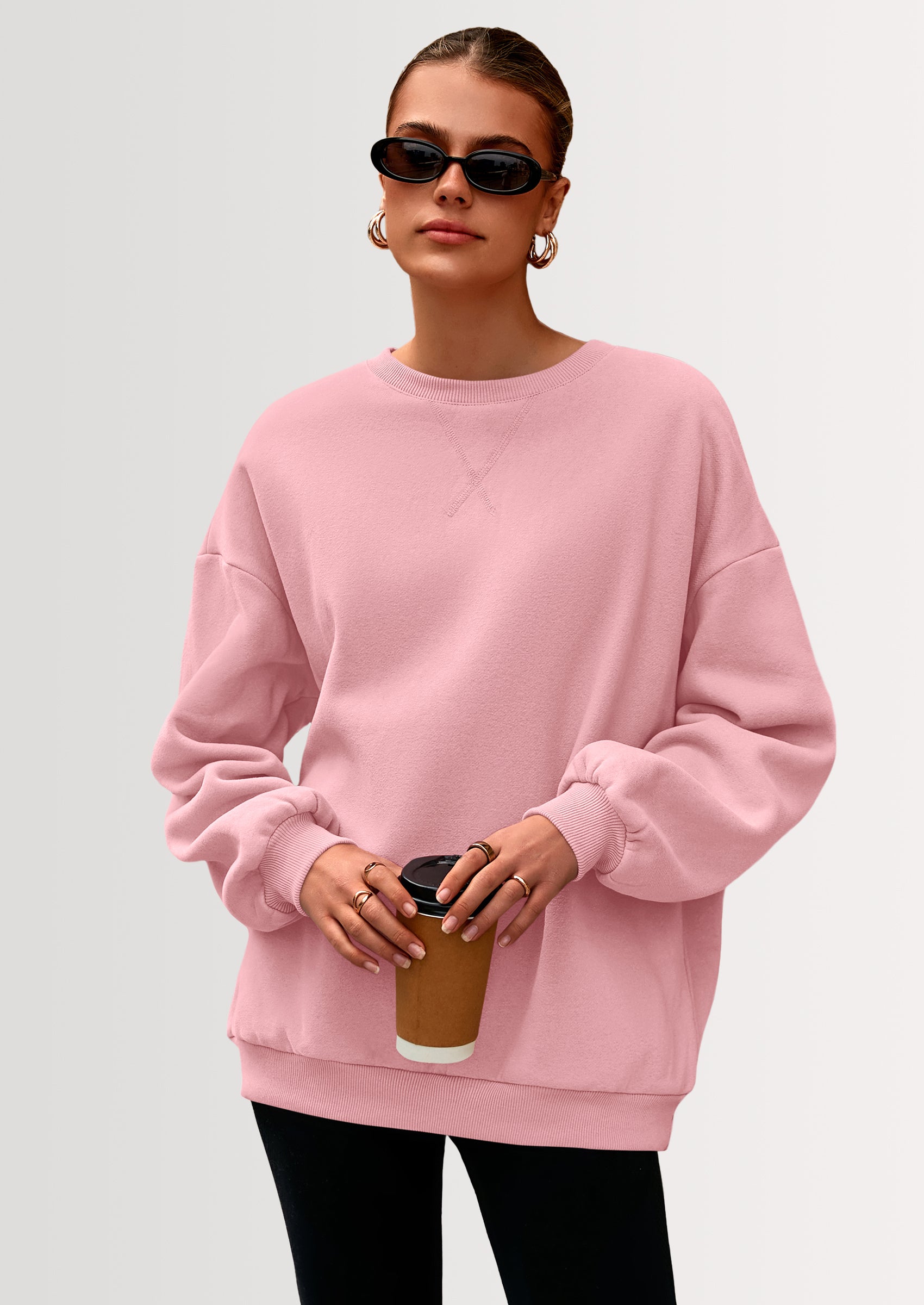 PRETTYGARDEN Oversized Sweatshirt for Women Fall Outfits Crewneck Long Sleeve Tops Fleece Pullover Winter Clothing