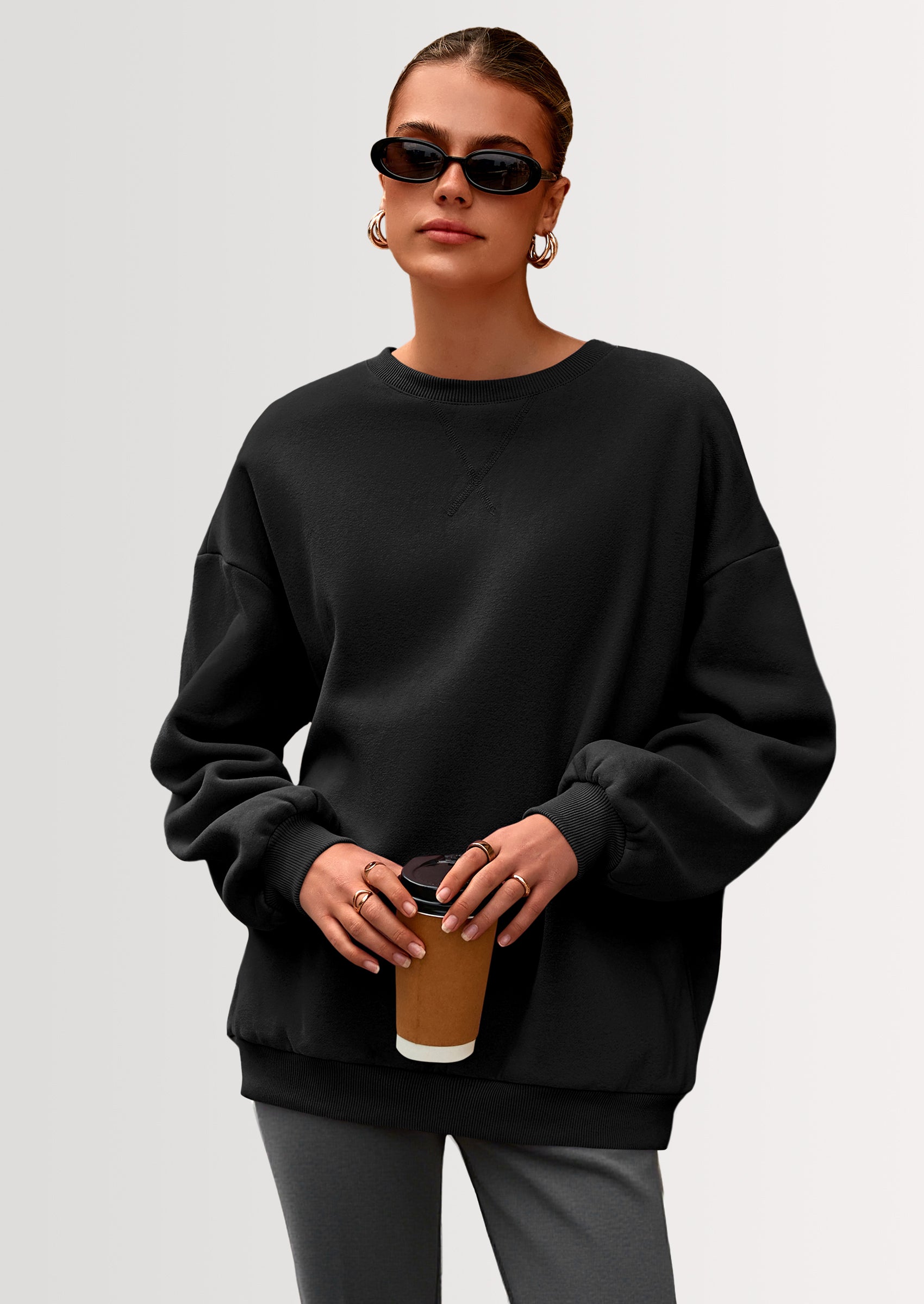 PRETTYGARDEN Oversized Sweatshirt for Women Fall Outfits Crewneck Long Sleeve Tops Fleece Pullover Winter Clothing