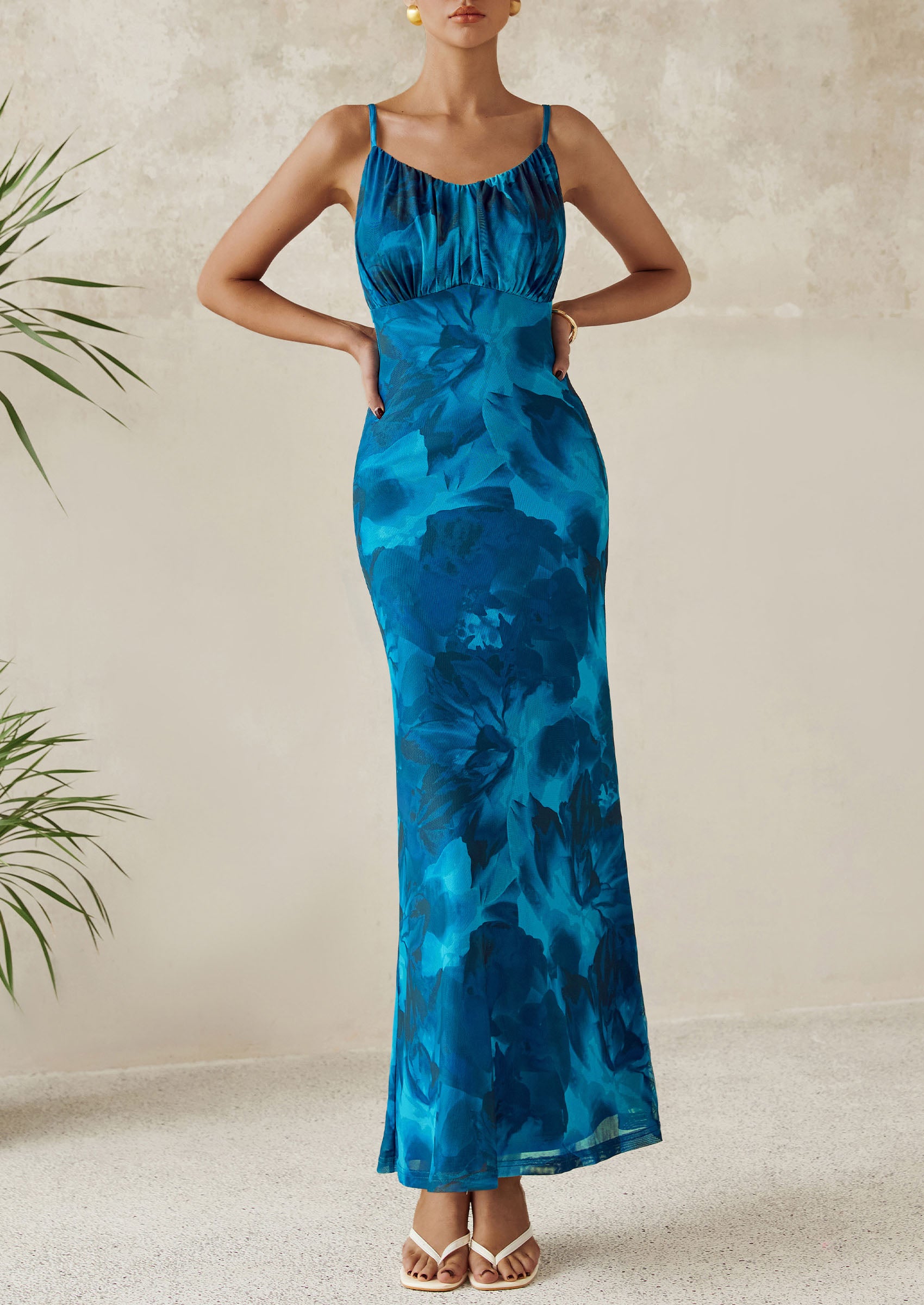 PRETTYGARDEN Women's Bodycon Maxi Dress Floral Sundress Sleeveless Spaghetti Strap Cocktail Party Dress