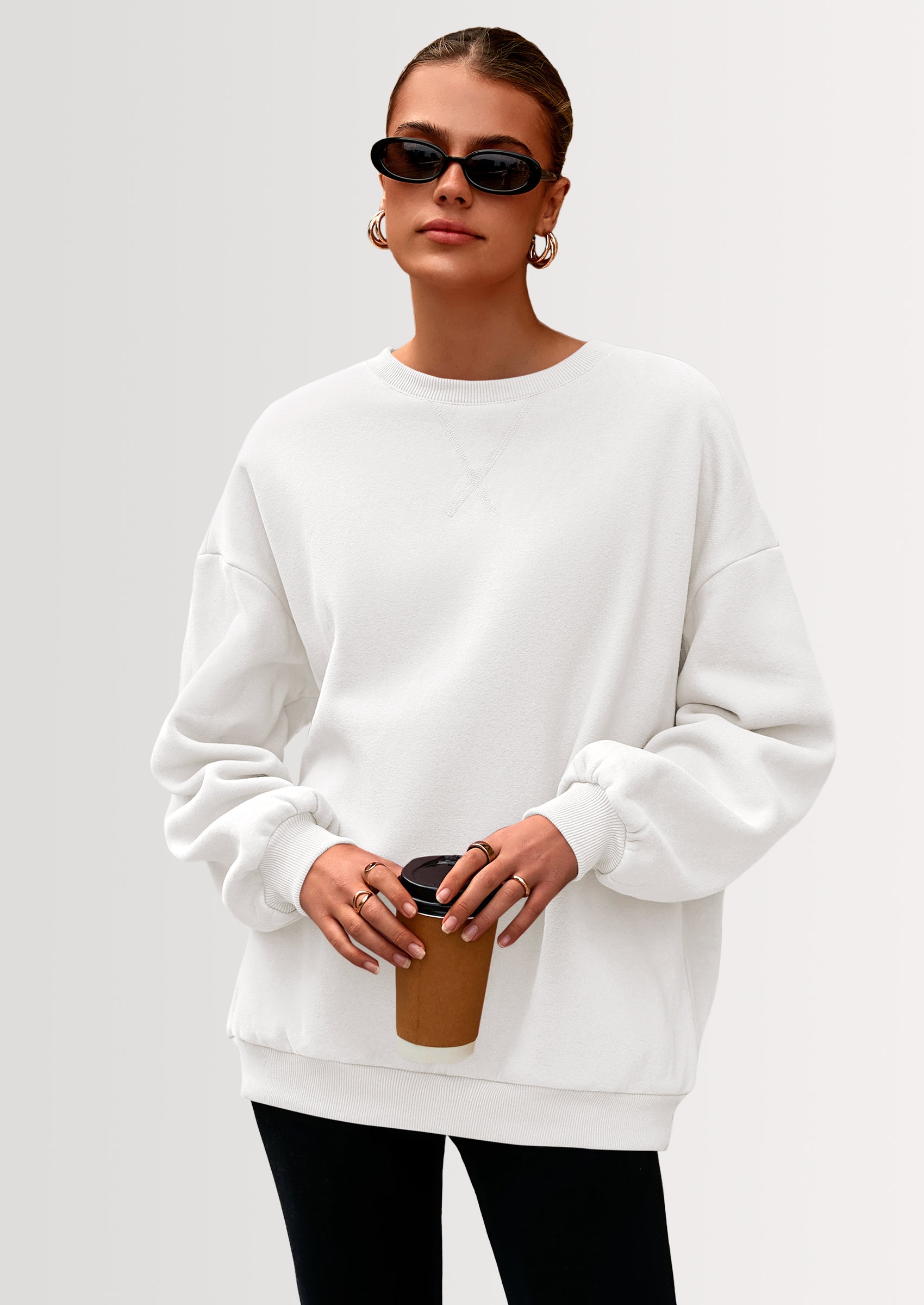 PRETTYGARDEN Oversized Sweatshirt for Women Fall Outfits Crewneck Long Sleeve Tops Fleece Pullover Winter Clothing