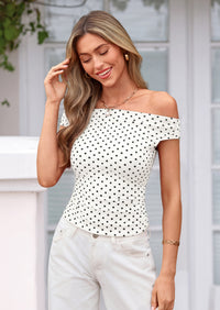 PRETTYGARDEN Womens Off The Shoulder Tops Summer Y2K Clothes Going Out Shirts Ruched Tank Top Date Night Outfits