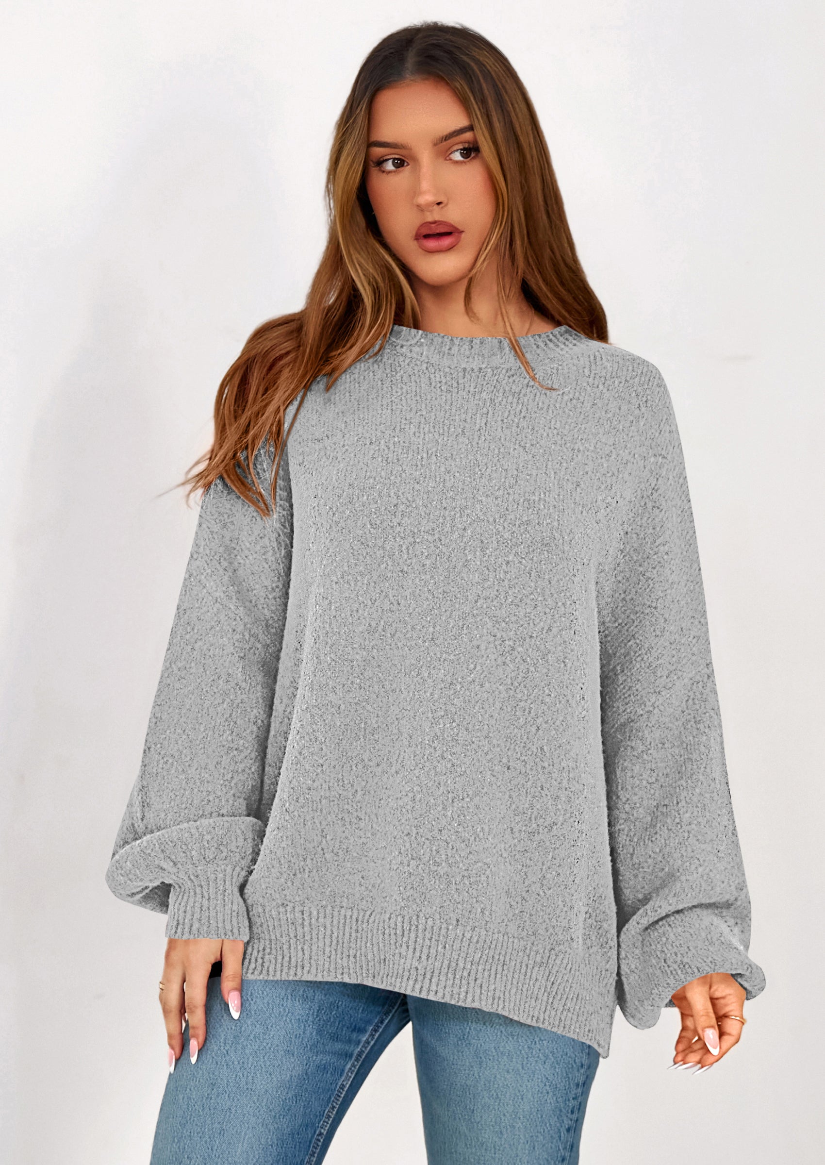 PRETTYGARDEN Sweaters for Women Fall Chunky Knit Long Sleeve Crew Neck Oversized Pullover Tops Winter Fashion Clothing