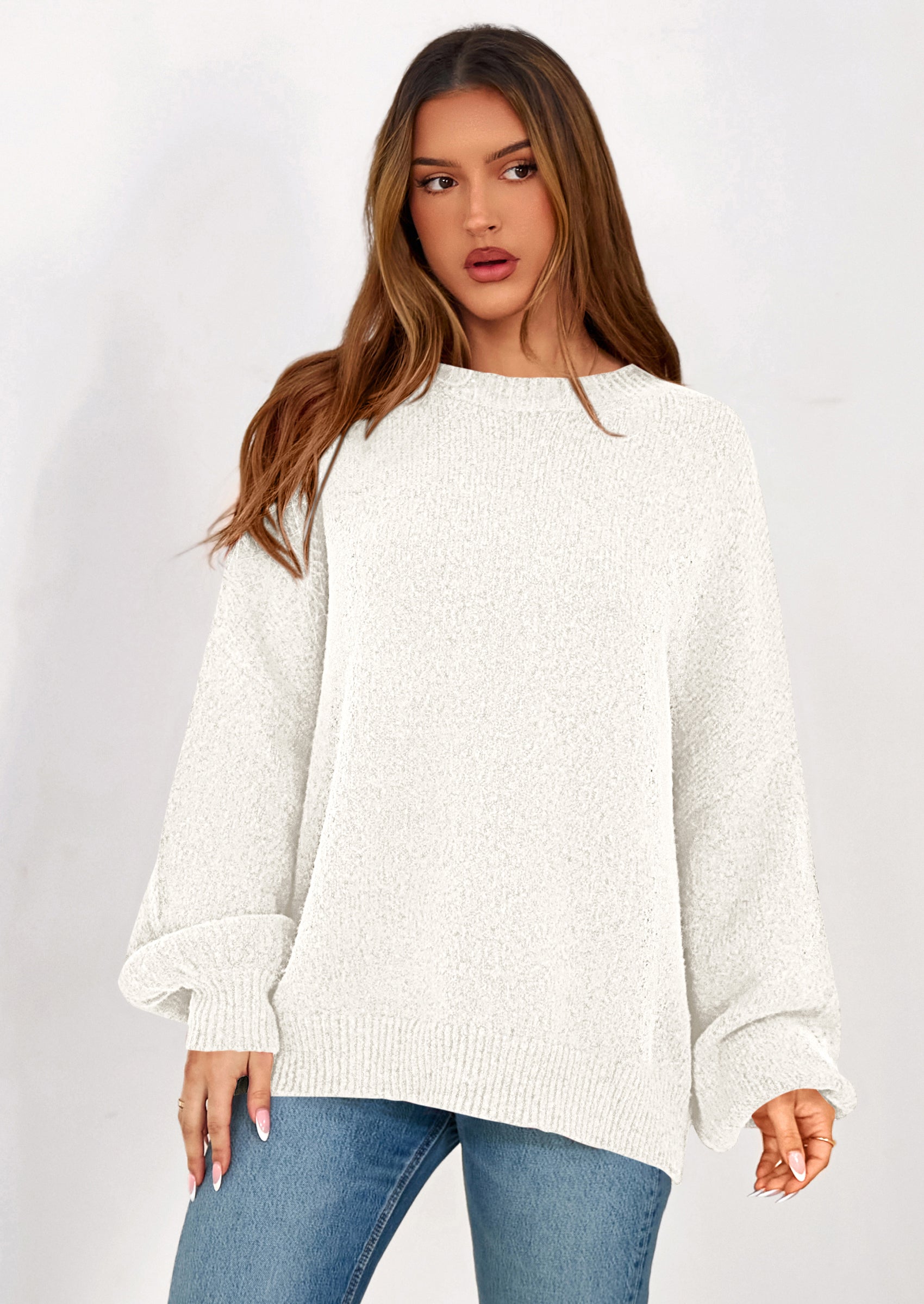 PRETTYGARDEN Sweaters for Women Fall Chunky Knit Long Sleeve Crew Neck Oversized Pullover Tops Winter Fashion Clothing