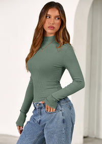 PRETTYGARDEN Women's Turtleneck Long Sleeve Shirts Fall Basic Tees Ribbed Fitted Tops Thermal Layering Knit Top Clothes