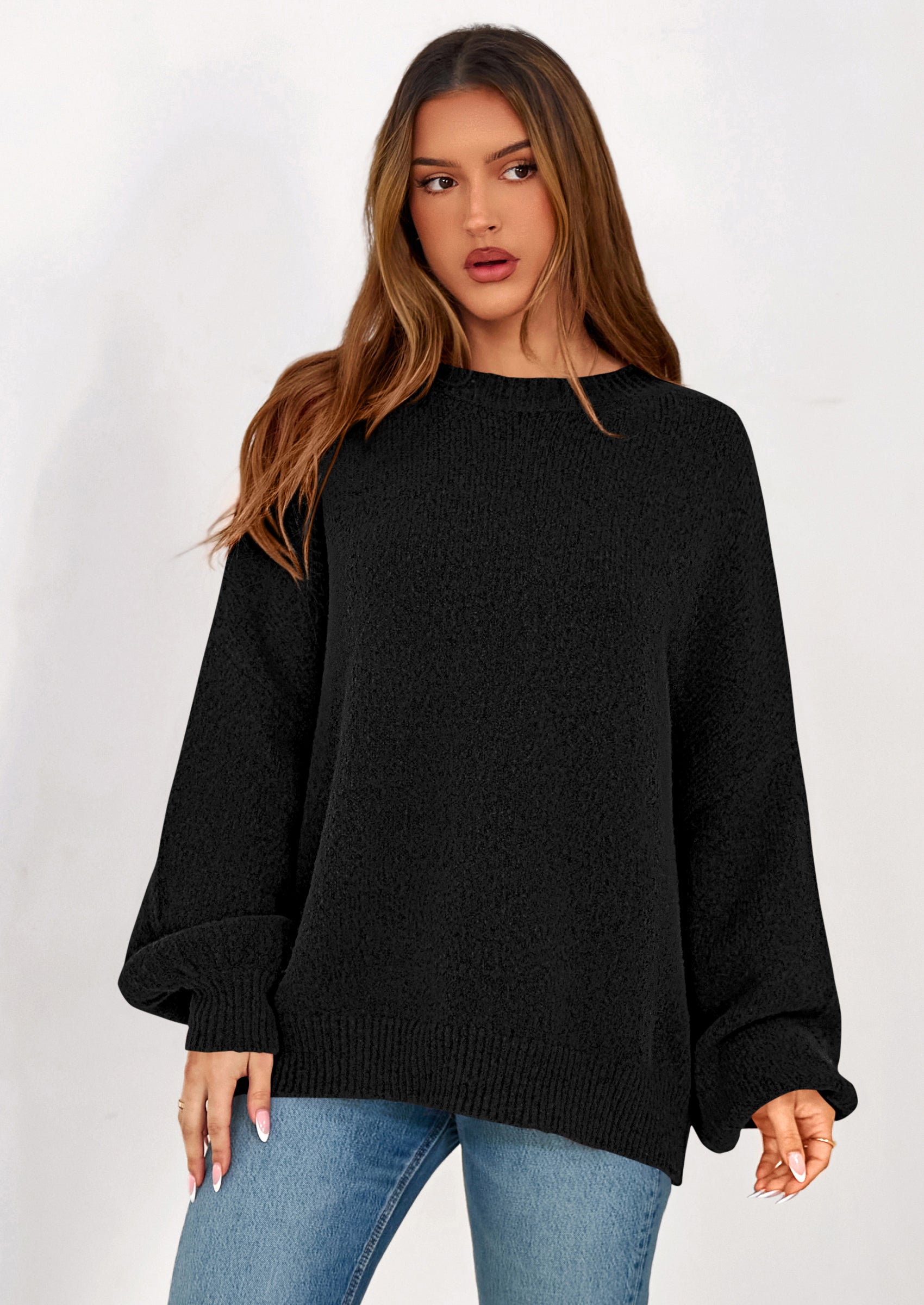 PRETTYGARDEN Sweaters for Women Fall Chunky Knit Long Sleeve Crew Neck Oversized Pullover Tops Winter Fashion Clothing