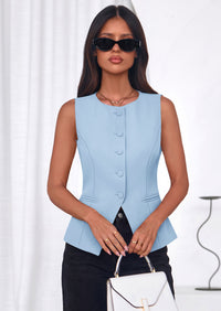 PRETTYGARDEN Womens Vests Top Trendy 2026 Spring Sleeveless Blazer Suit Summer Business Casual Work Button Down Waistcoat PRETTYGARDEN