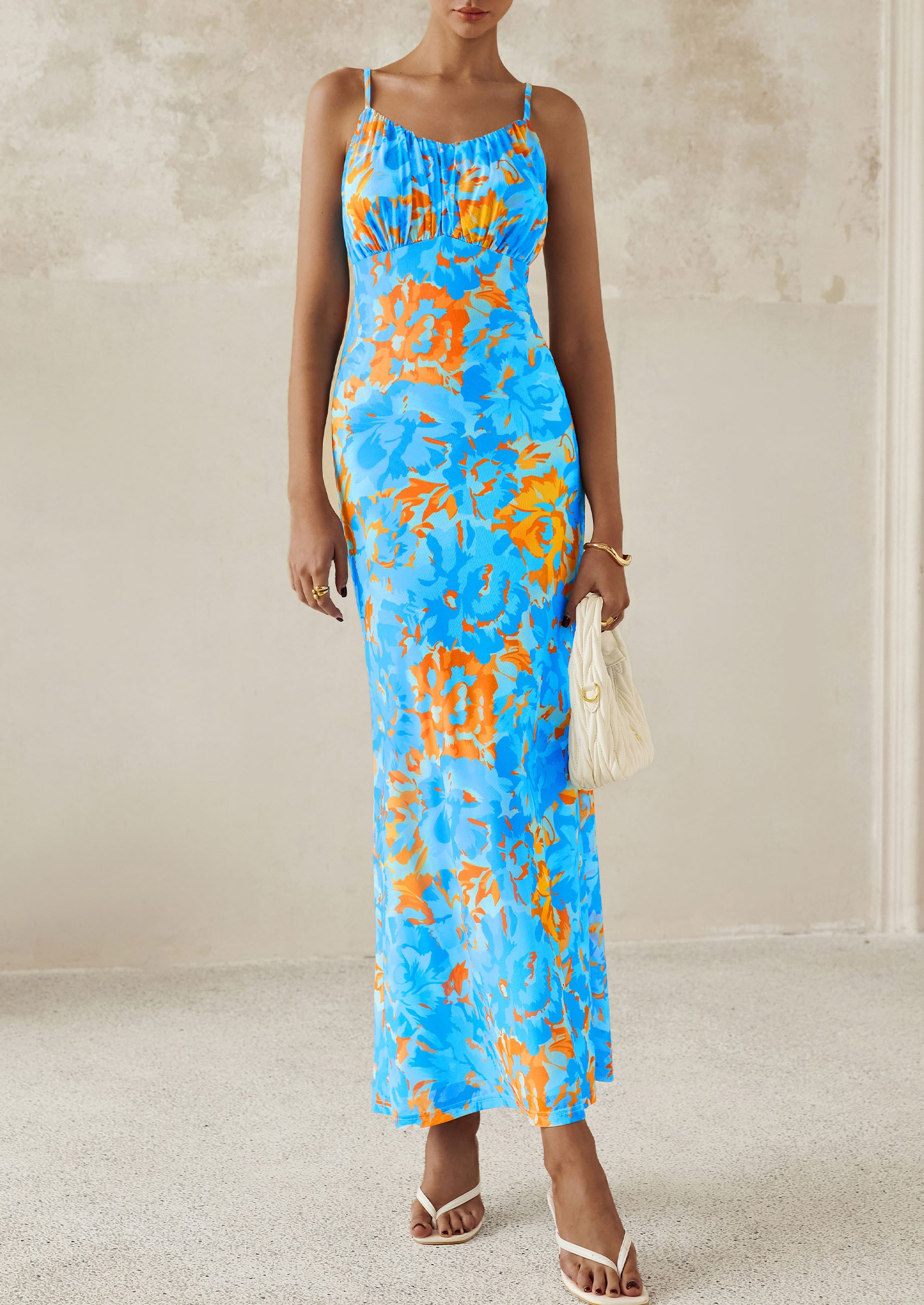 PRETTYGARDEN Women's Bodycon Maxi Dress Floral Sundress Sleeveless Spaghetti Strap Cocktail Party Dress