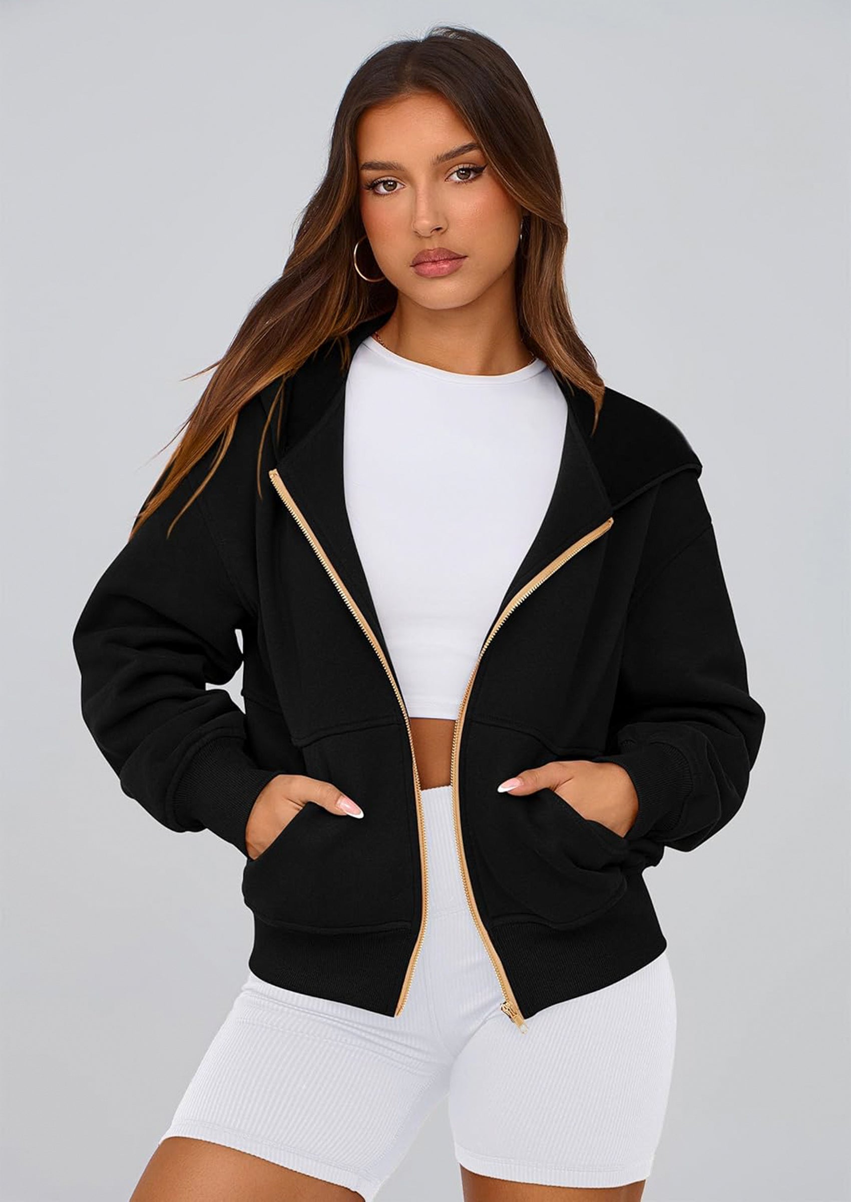 PRETTYGARDEN Hoodies For Women Sweatshirt Zip Up Hoodie Fall Fashion Trendy Long Sleeve Jackets Winter Clothing Outfits