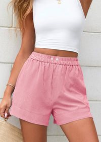 PRETTYGARDEN Women Striped Shorts Casual Elastic Waist  Bottoms Beach Shorts
