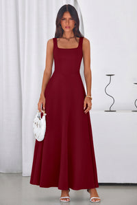 PRETTYGARDEN Womens Summer Dresses Sleeveless Elegant Square Neck Aline Swing Maxi Beach Wedding Guest Dress Pockets PRETTYGARDEN