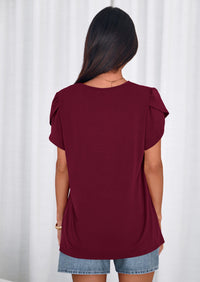 PRETTYGARDEN Summer Tops for Women Short Sleeve Crew Neck Pleated T Shirts Dressy Casual Blouses Spring Fashion Clothes PRETTYGARDEN