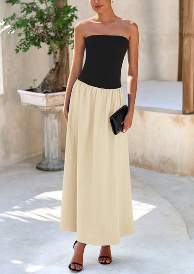 PRETTYGARDEN Women Strapless Elegant Going Out Maxi Dresses