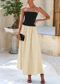 PRETTYGARDEN Women Strapless Elegant Going Out Maxi Dresses