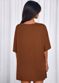 PRETTYGARDEN 2 Piece Sets for Women Summer Lounge Short Set Spring Matching Biker Shorts V Neck Oversized Shirt Clothing PRETTYGARDEN