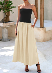 PRETTYGARDEN Women Strapless Elegant Going Out Maxi Dresses