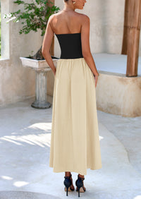 PRETTYGARDEN Women Strapless Elegant Going Out Maxi Dresses