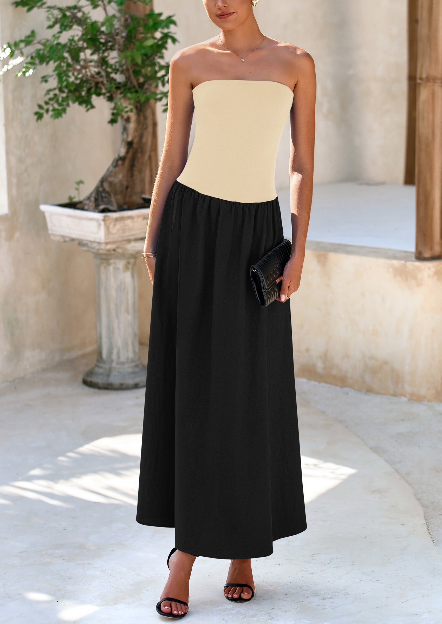 PRETTYGARDEN Women Strapless Elegant Going Out Maxi Dresses