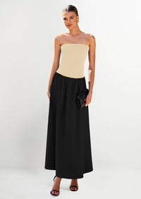 PRETTYGARDEN Women Strapless Elegant Going Out Maxi Dresses