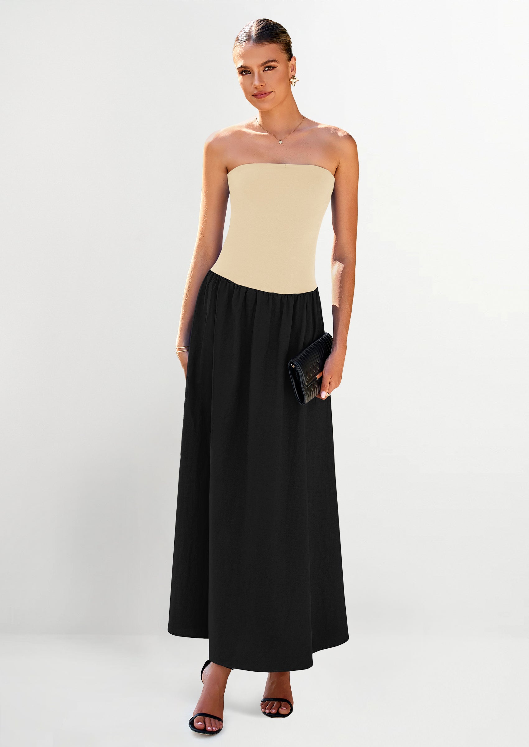 PRETTYGARDEN Women Strapless Elegant Going Out Maxi Dresses