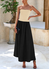 PRETTYGARDEN Women Strapless Elegant Going Out Maxi Dresses