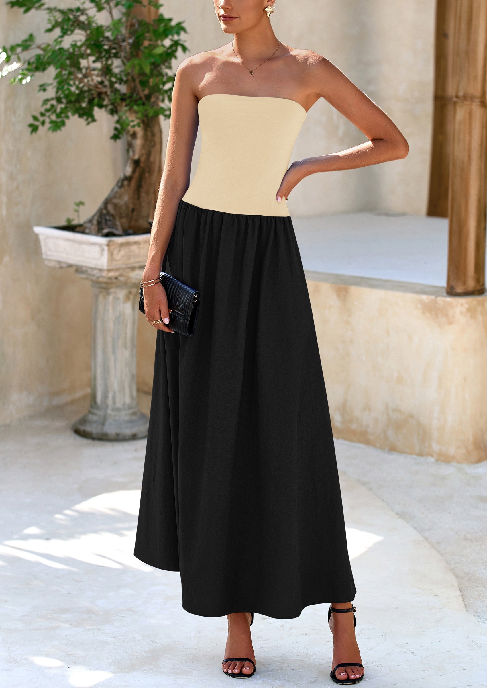 PRETTYGARDEN Women Strapless Elegant Going Out Maxi Dresses